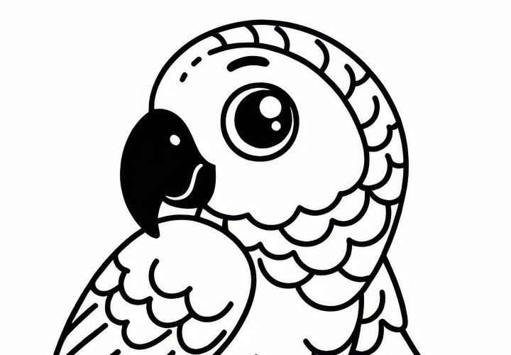 Gråpapegøye - Afrika grå papegøye - Fugler fra Afrika - Maleblad gratis