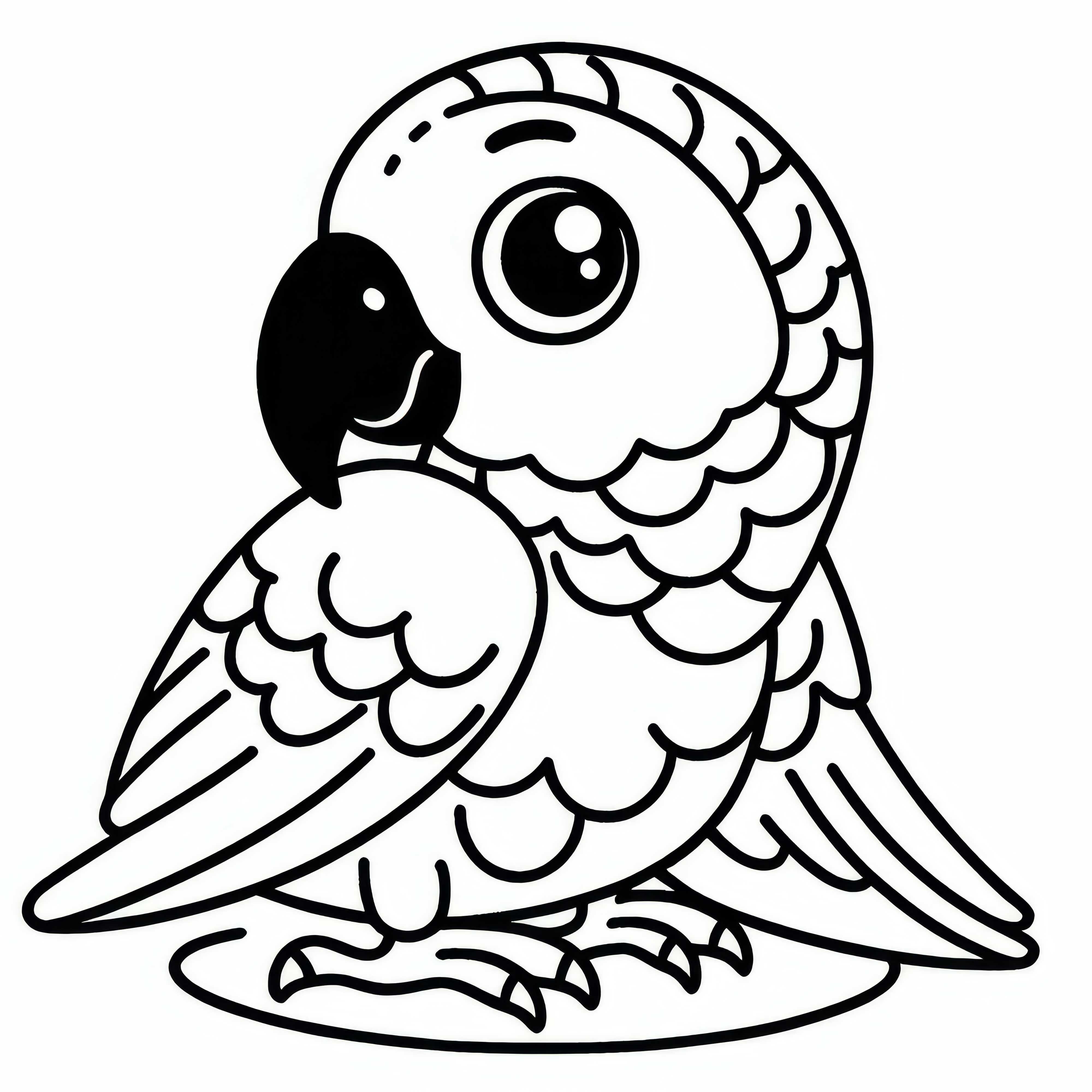 Graupapagei - African Grey Parrot - Vogel aus Afrika - Malvorlage kostenlos