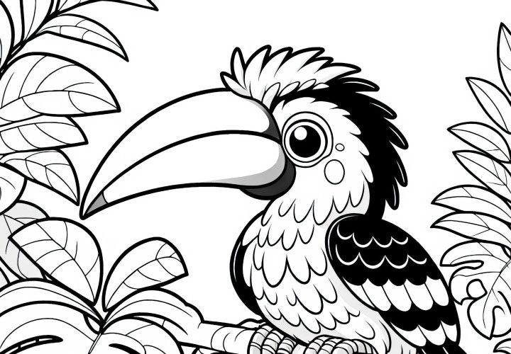 Rotsnabeltoko – Rødhornet hornbill fugl fra Afrika som fargeleggingsbilde