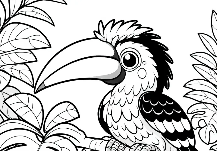 Rdeča kljunasta tokanica – ptica iz Afrike za barvanje