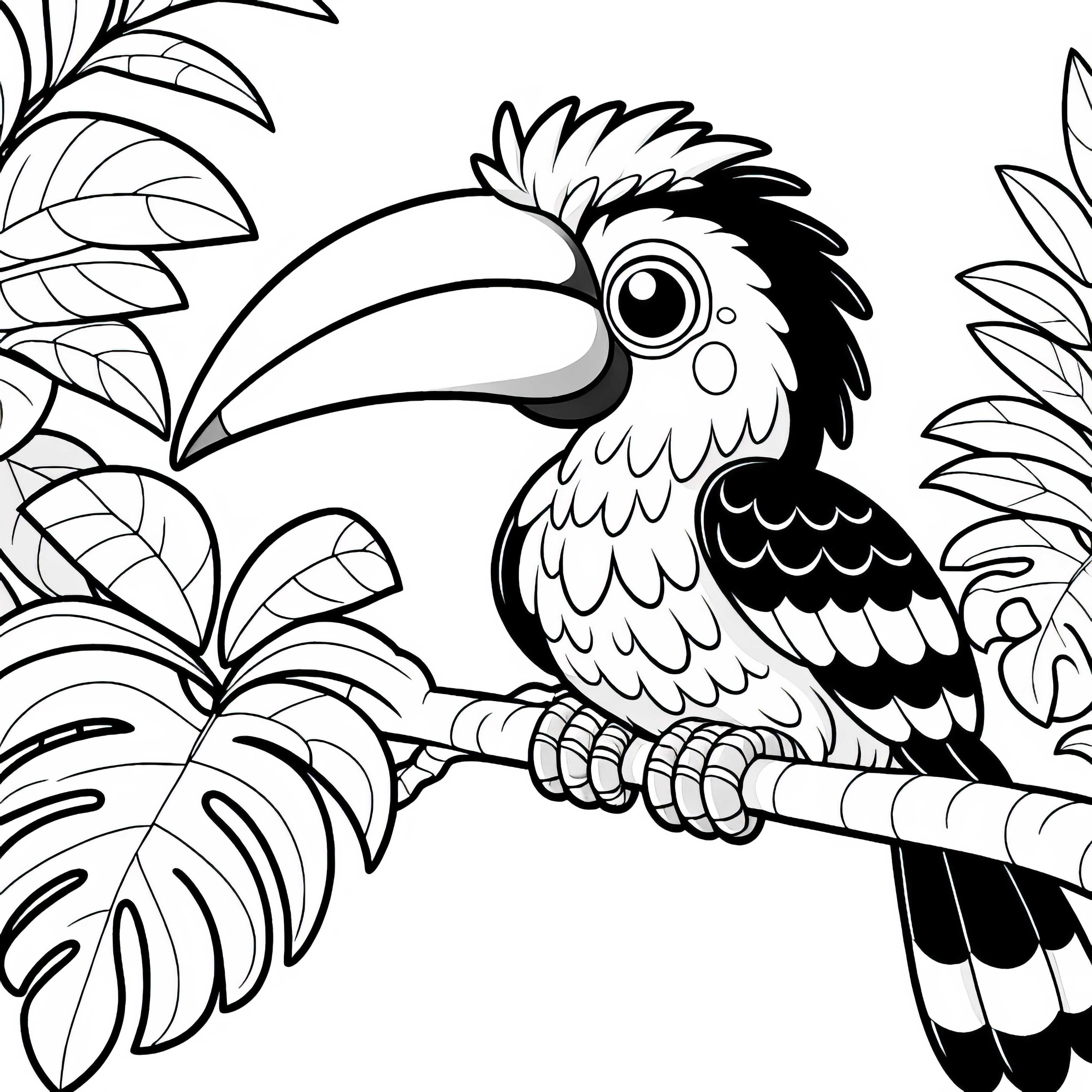 붉은부리호네빌 - 아프리카의 붉은부리 호반새 색칠하기 그림