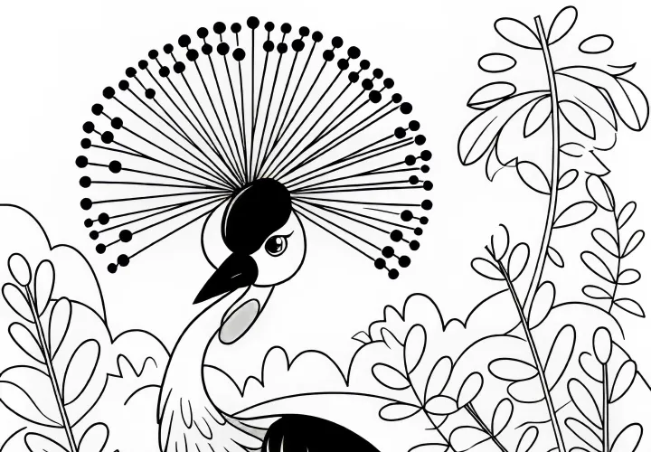 Kronenkran – Sivi kronasti žerjav – Ptica iz Afrike – Barvna slika brezplačno