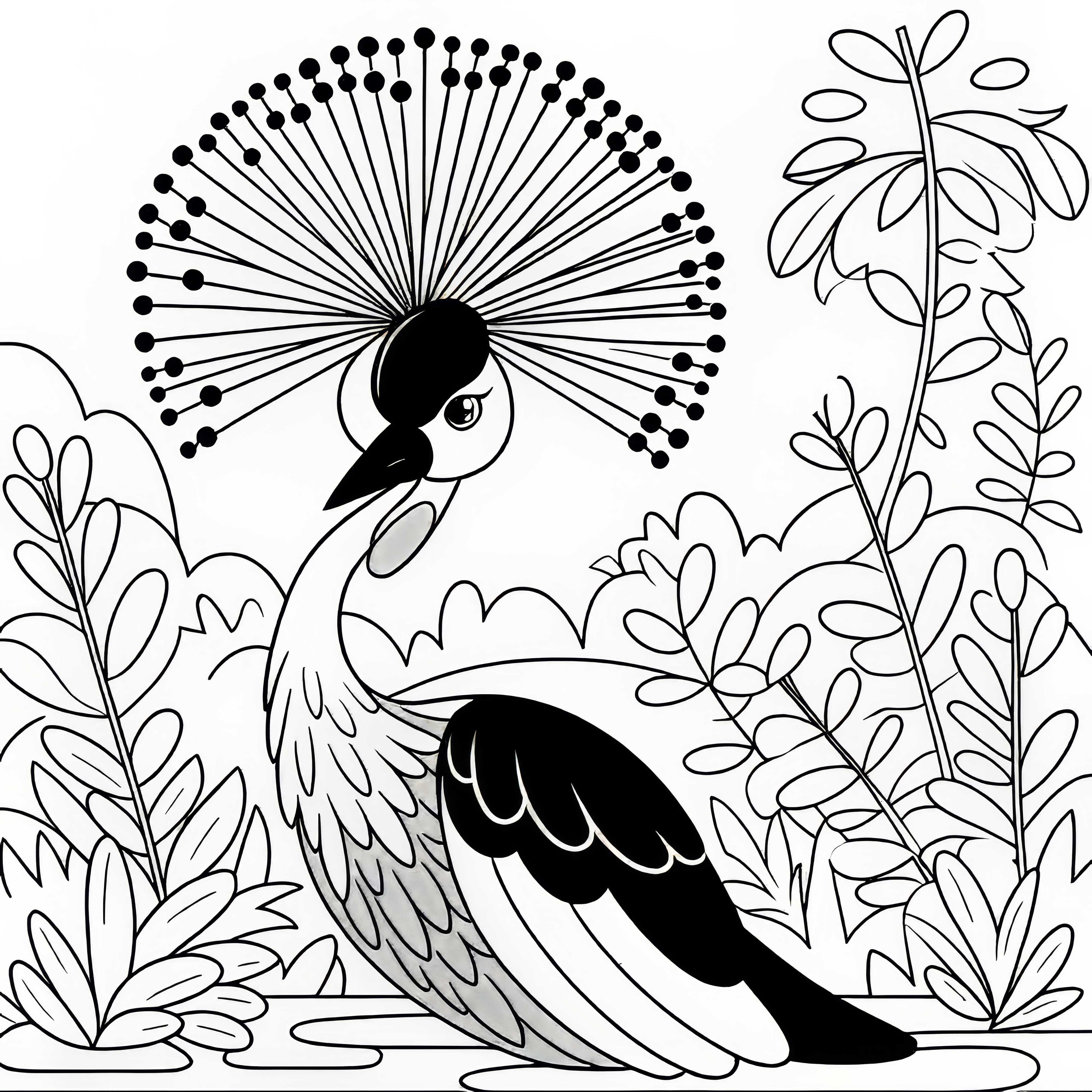 Crap&ocirc; de Coroa Cinza &ndash; Grey Crowned Crane &ndash; P&aacute;ssaro da &Aacute;frica &ndash; Desenho para colorir gr&aacute;tis