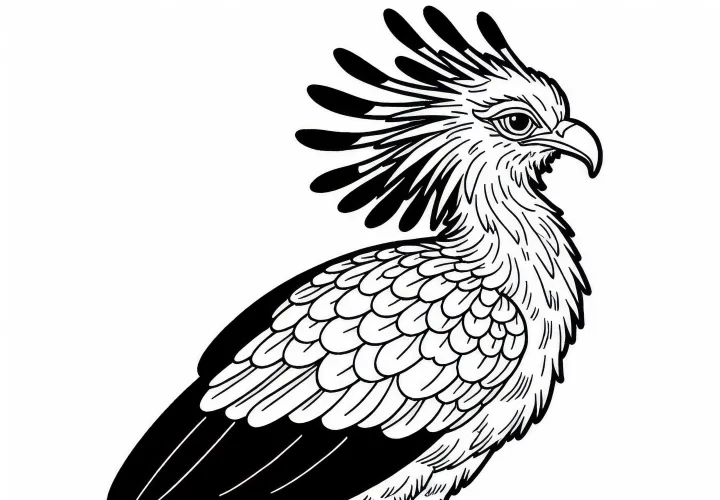 Sekretar ptica v Afriki – Brezplačno prenesite sliko za barvanje