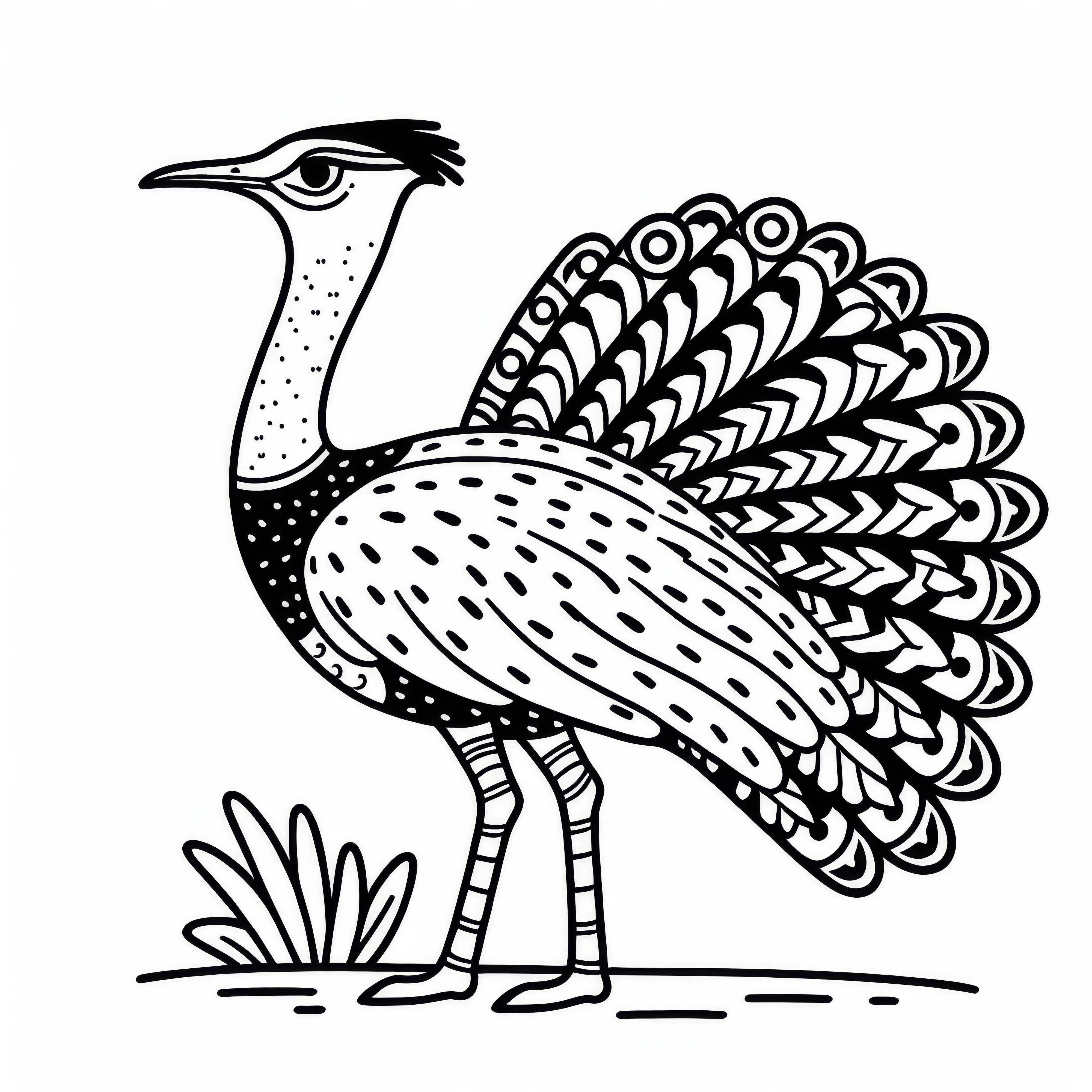 Kjempetrappen: Kori-bustardfugl i Afrika som fargeleggingsbilde