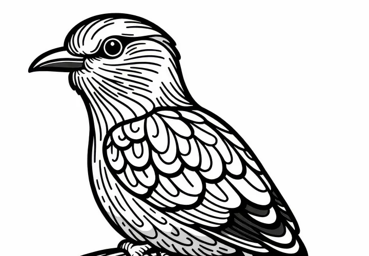 Strichelracke – ptica lilaste prsi iz Afrike, slika za pobarvanje brezplačno