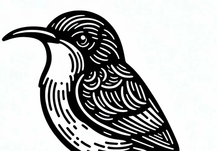 Malahitni nektar ptica – Malahitna sončna ptica – ptica iz Afrike – pobarvanka brezplačno