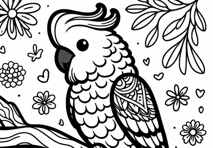Immagine da colorare di cacatua da scaricare gratuitamente