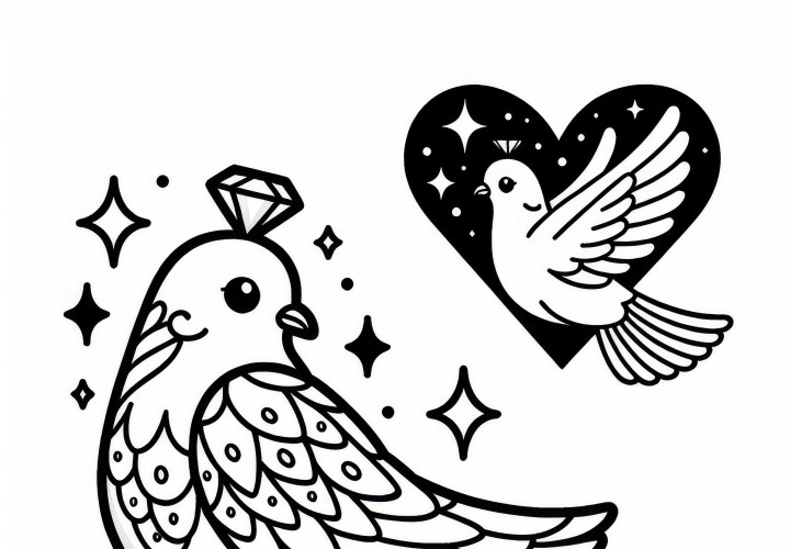 Desenho para colorir de pombinhos diamante para download gratuito