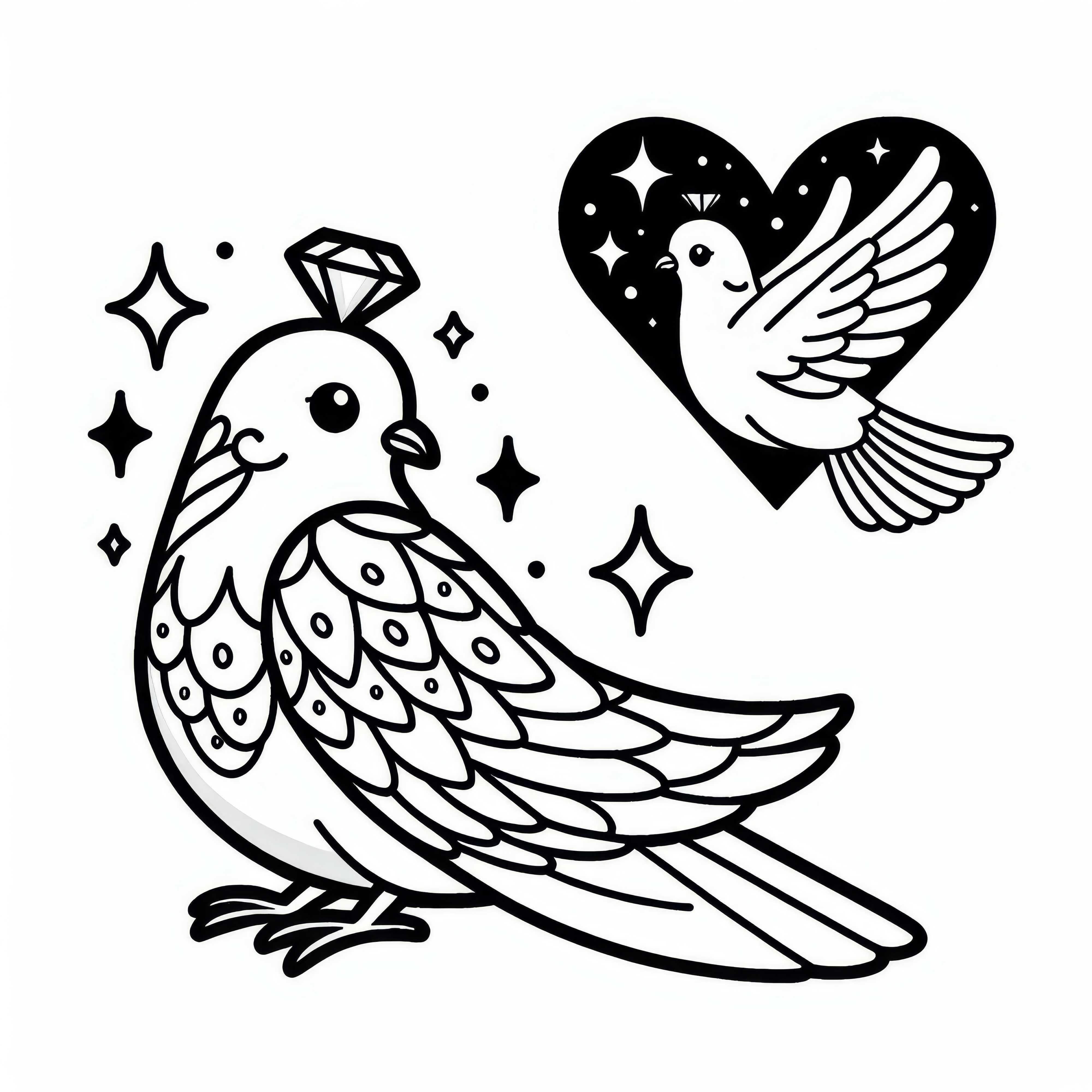 Desenho para colorir de pombinho diamante para download gratuito