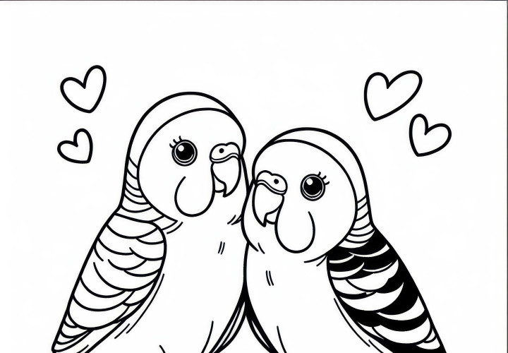 Inseparabili pappagalli innamorati da colorare gratis
