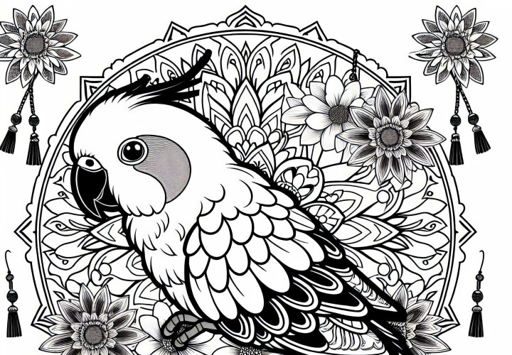 Monk parakeets coloring page free