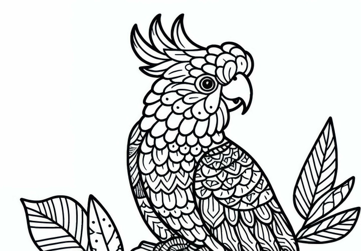 Immagine da colorare di pappagalli gratuita da scaricare