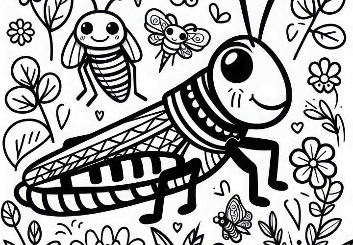Grasshopper coloring page for download (Free)