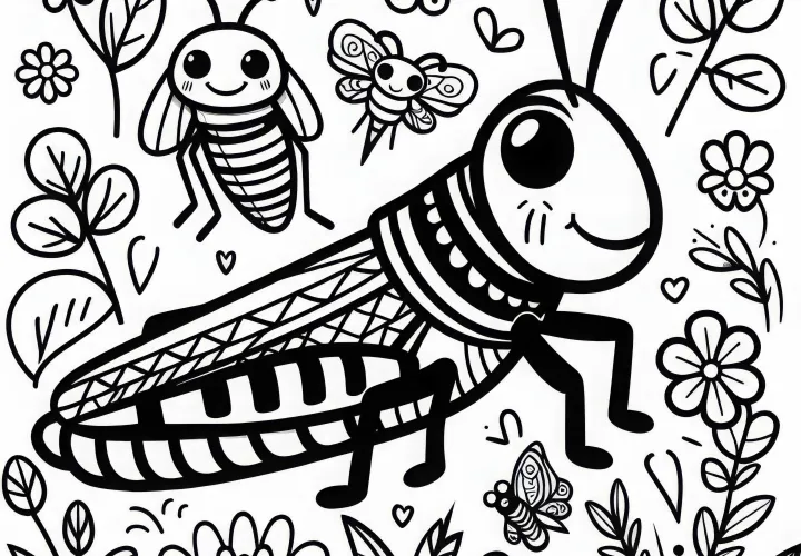 Grasshopper coloring page for download (Free)