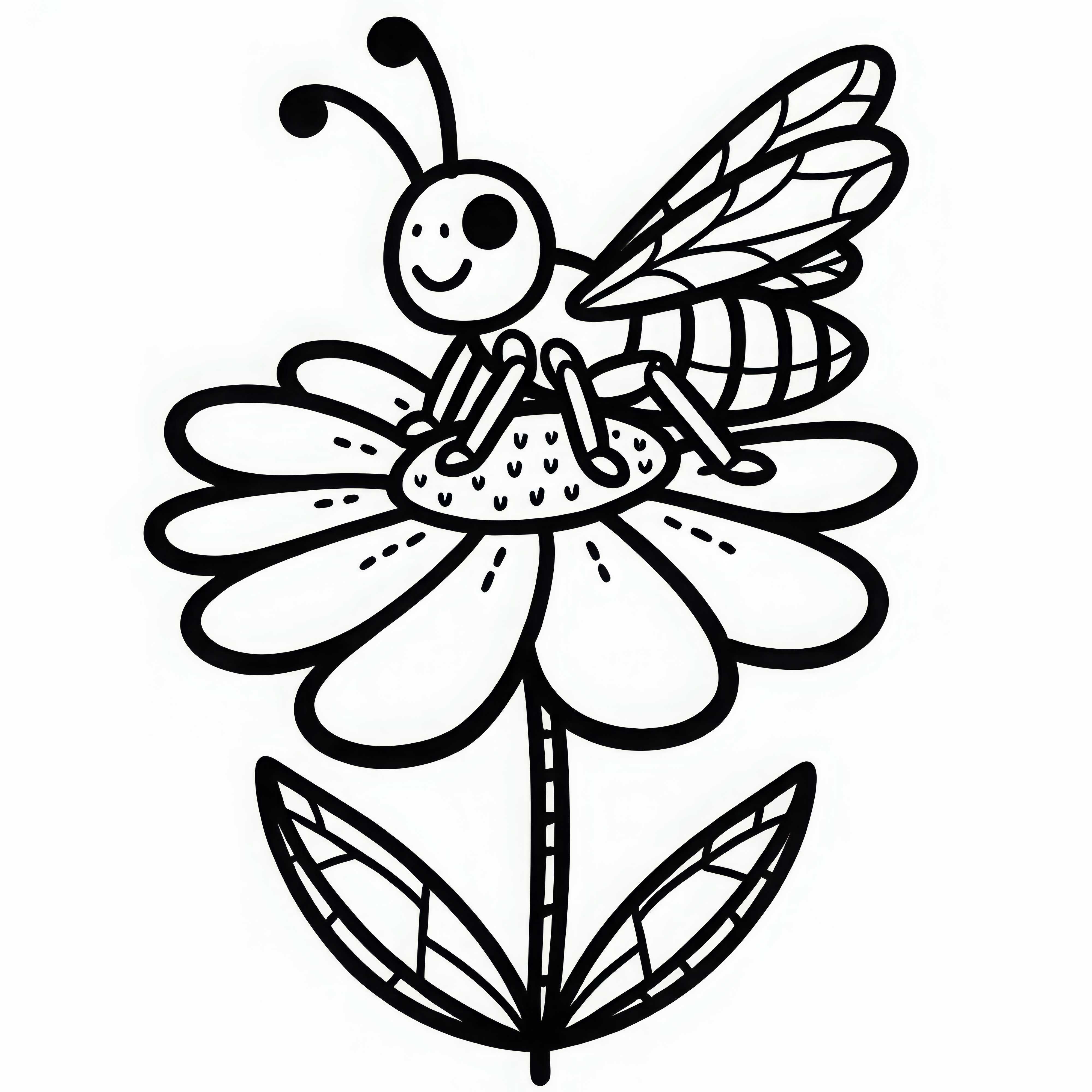 Grasshopper sitting on a flower: Coloring page available for download (Free)
