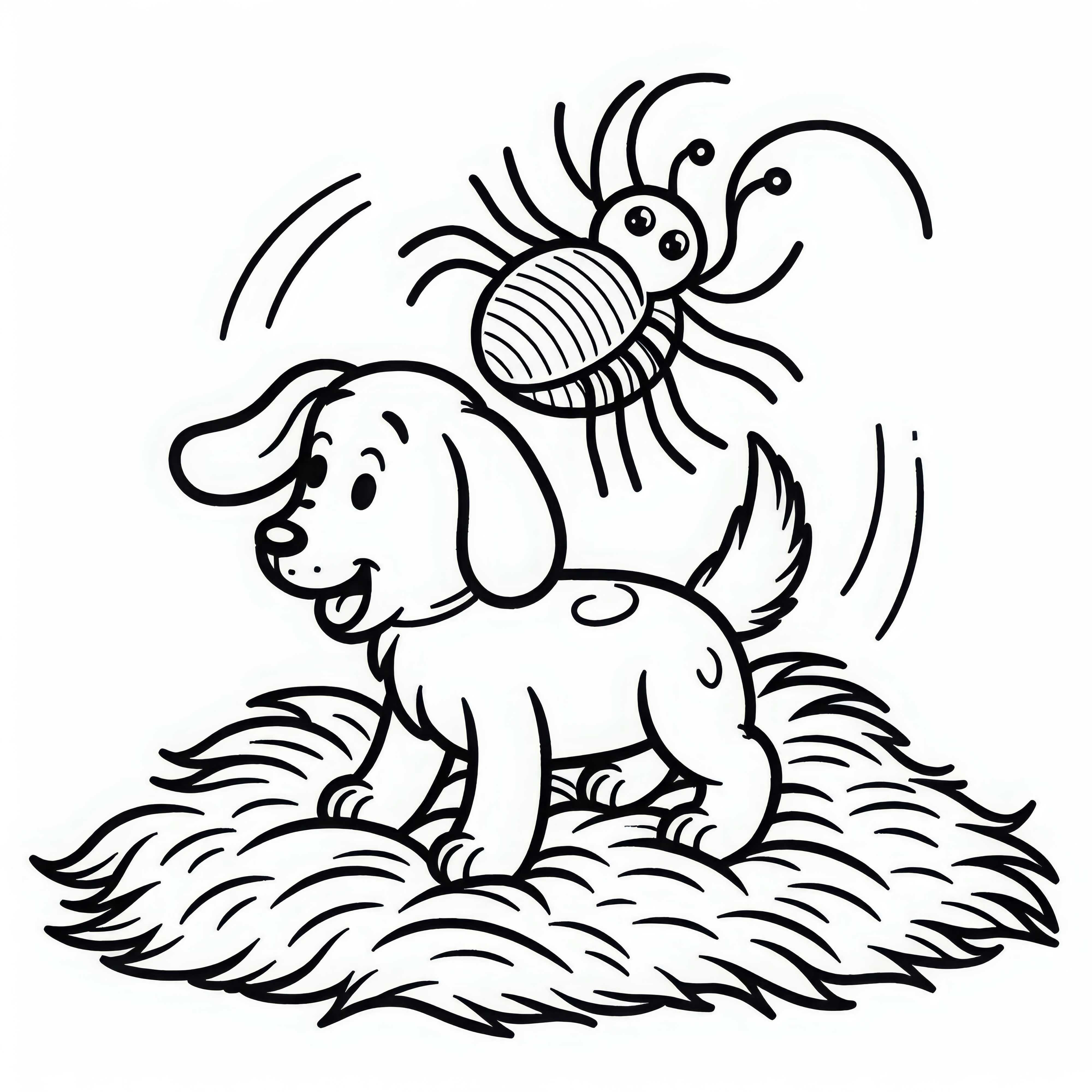 A flea over a dog: Coloring page for download (Free) A flea over a dog: Coloring page for download (Free)