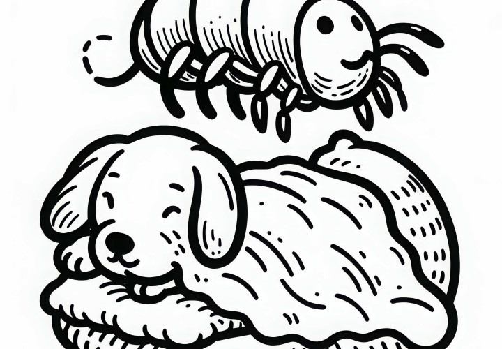 A flea jumps from an animal: Coloring page for download (Free)