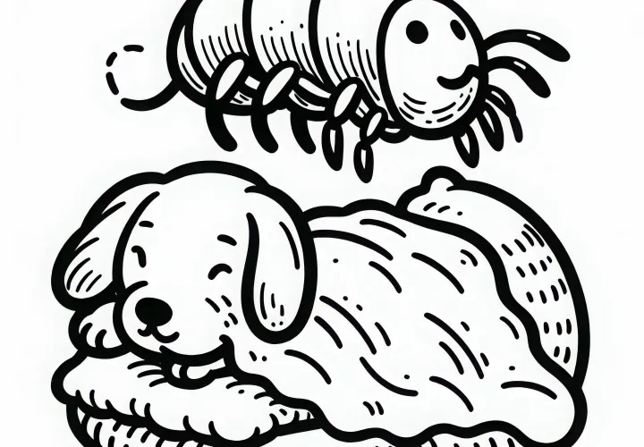 A flea jumps from an animal: Coloring page for download (Free)