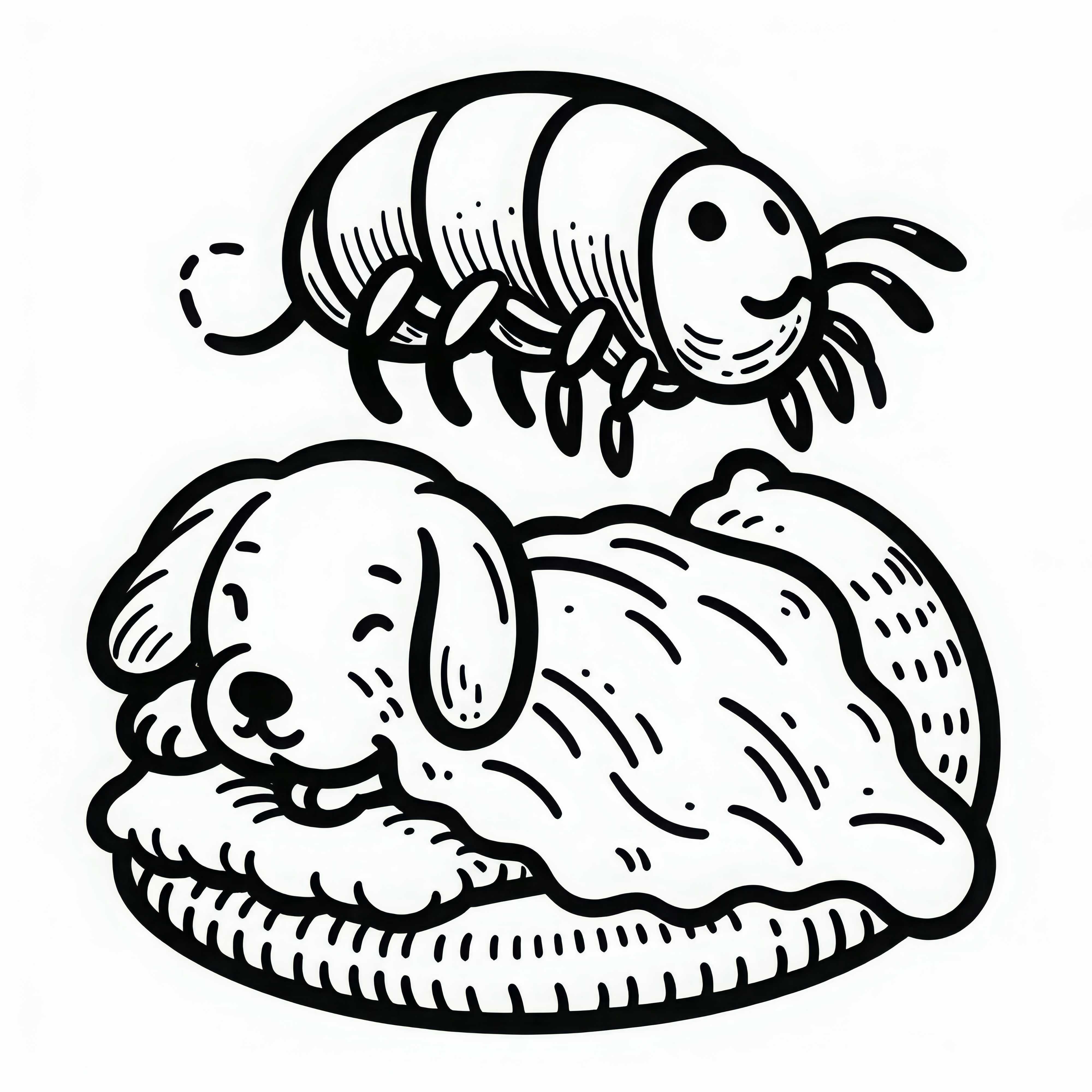 A flea jumps from an animal: Coloring page for download (Free)