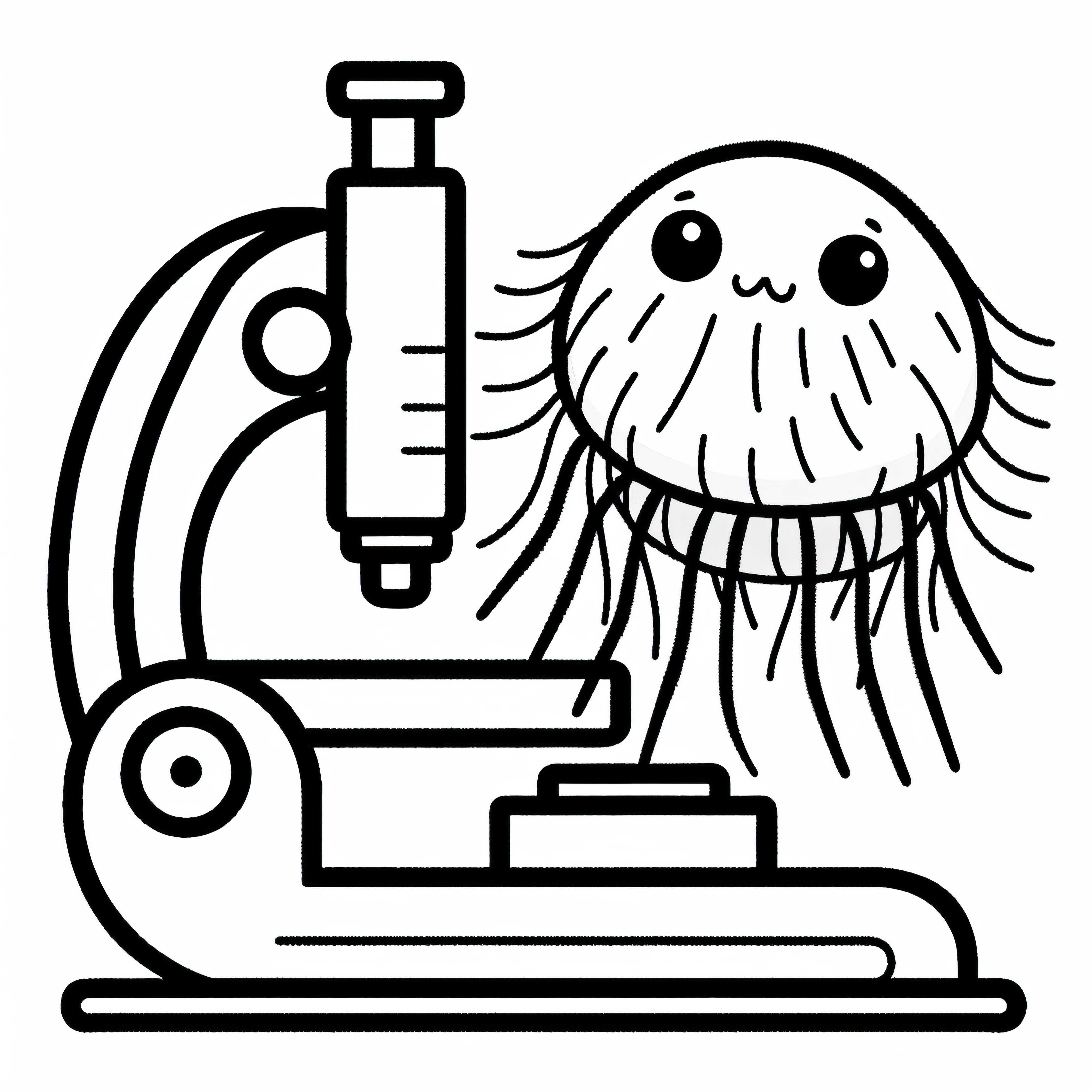 A flea sits at the microscope – Free coloring page A flea sits at the microscope - free coloring page