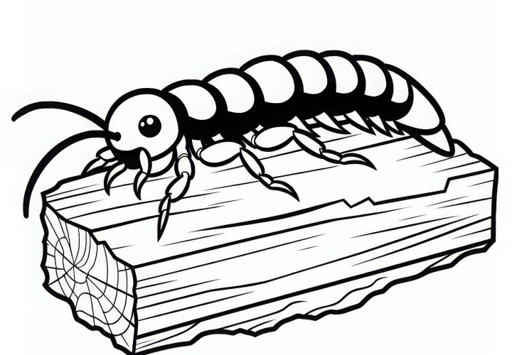 Worm is running over a wooden plank - Free coloring page