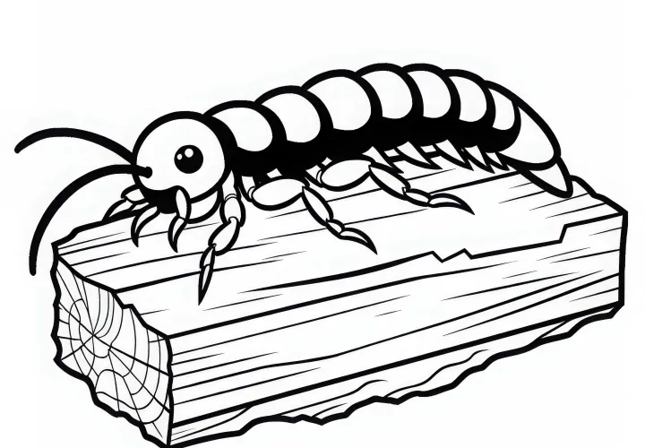 Worm is running over a wooden plank - Free coloring page
