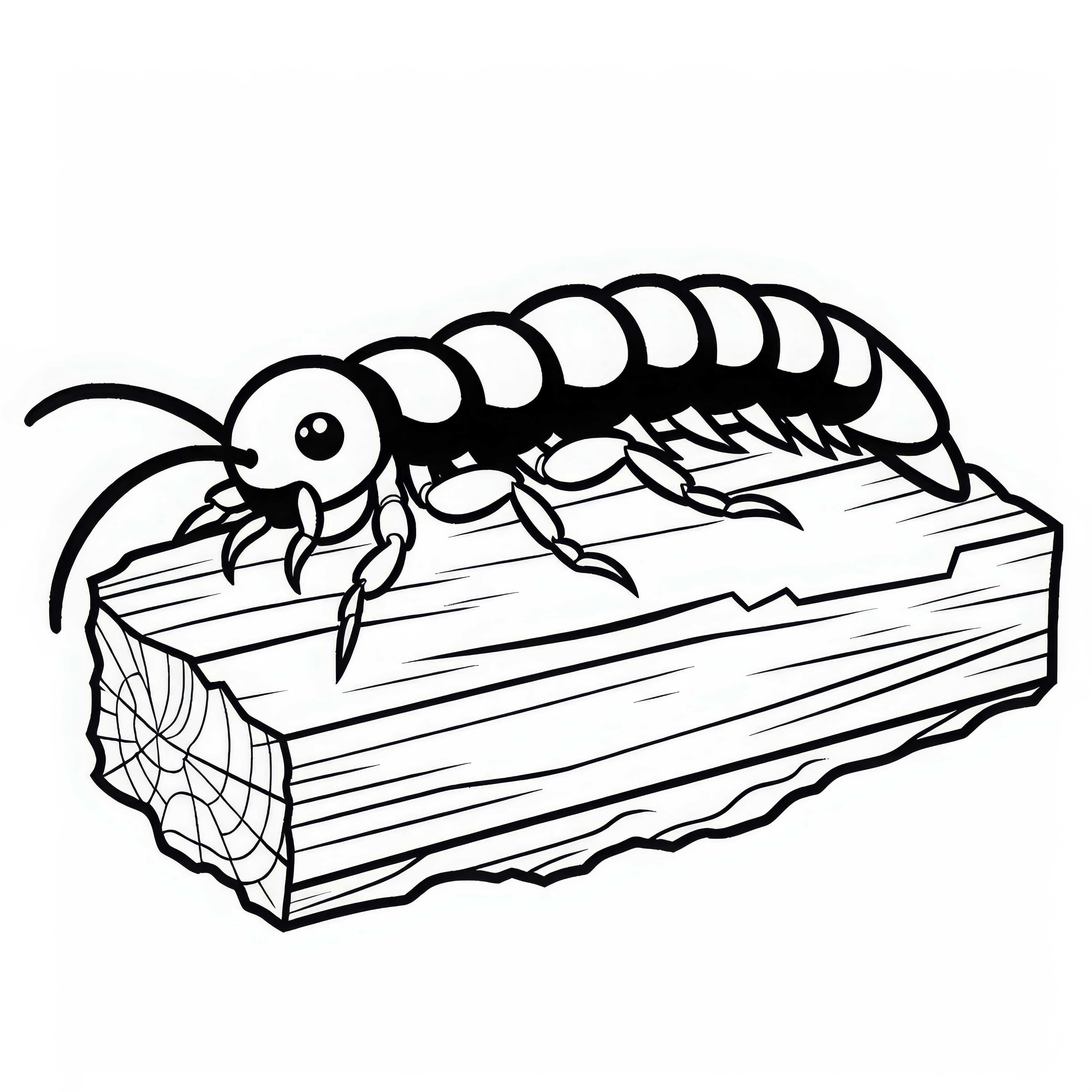 Worm crawling over a wooden plank - free coloring page Worm is walking over a wooden plank - Free coloring page