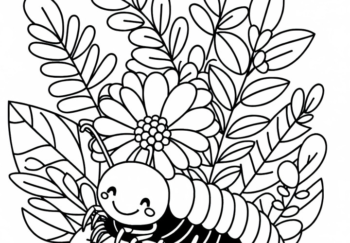 A catchy tune is hiding in a plant – Free coloring page