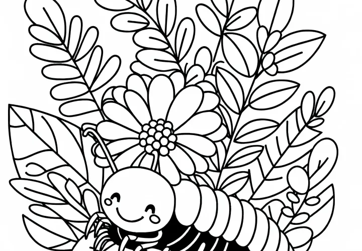 A catchy tune is hiding in a plant – Free coloring page