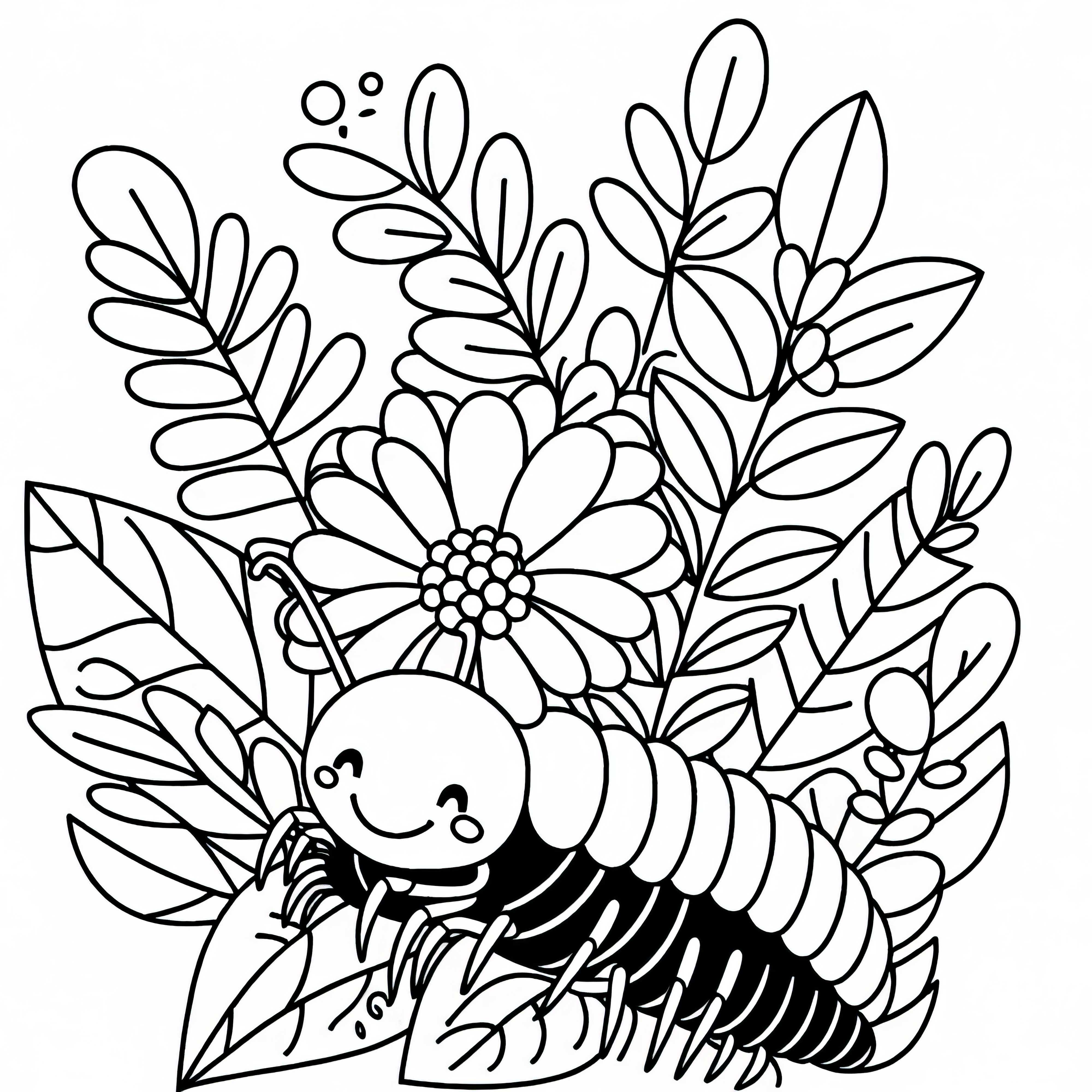 A catchy tune hides in a plant - free coloring template