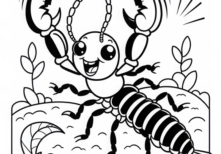 Earworm raises its pincers in the air - Free coloring page
