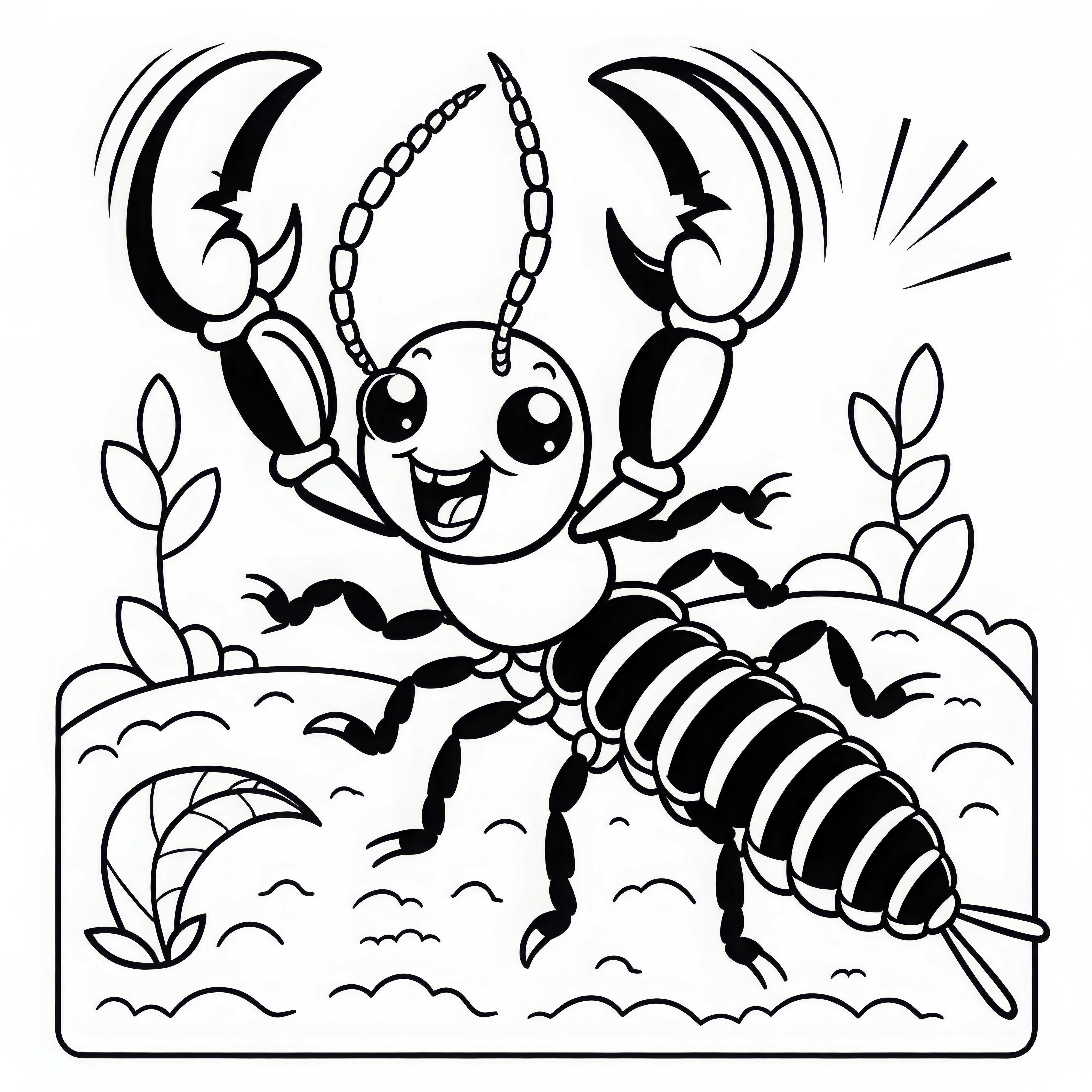 Earworm raises its pincers in the air &ndash; Free coloring page