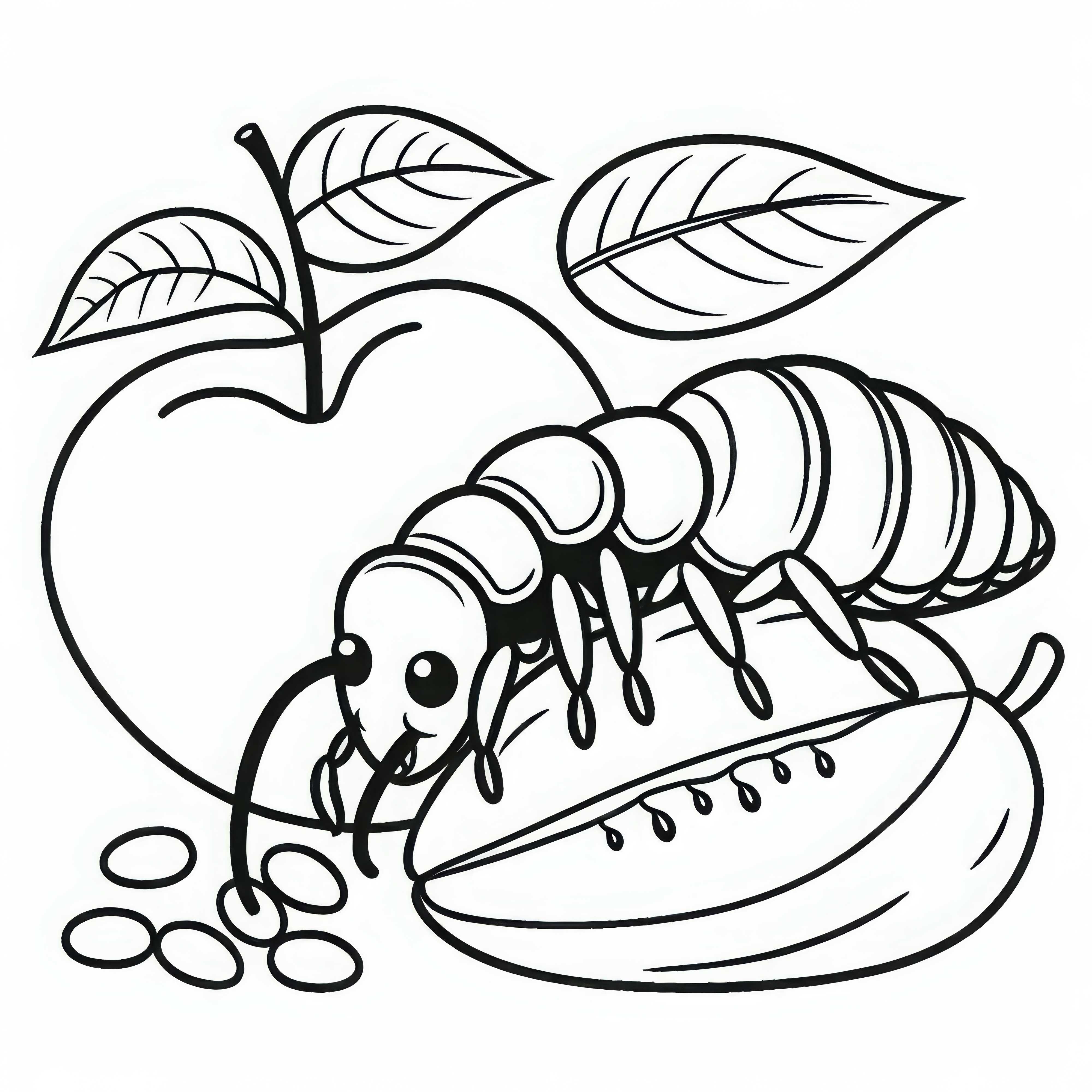 Earworm eats coloring page for free