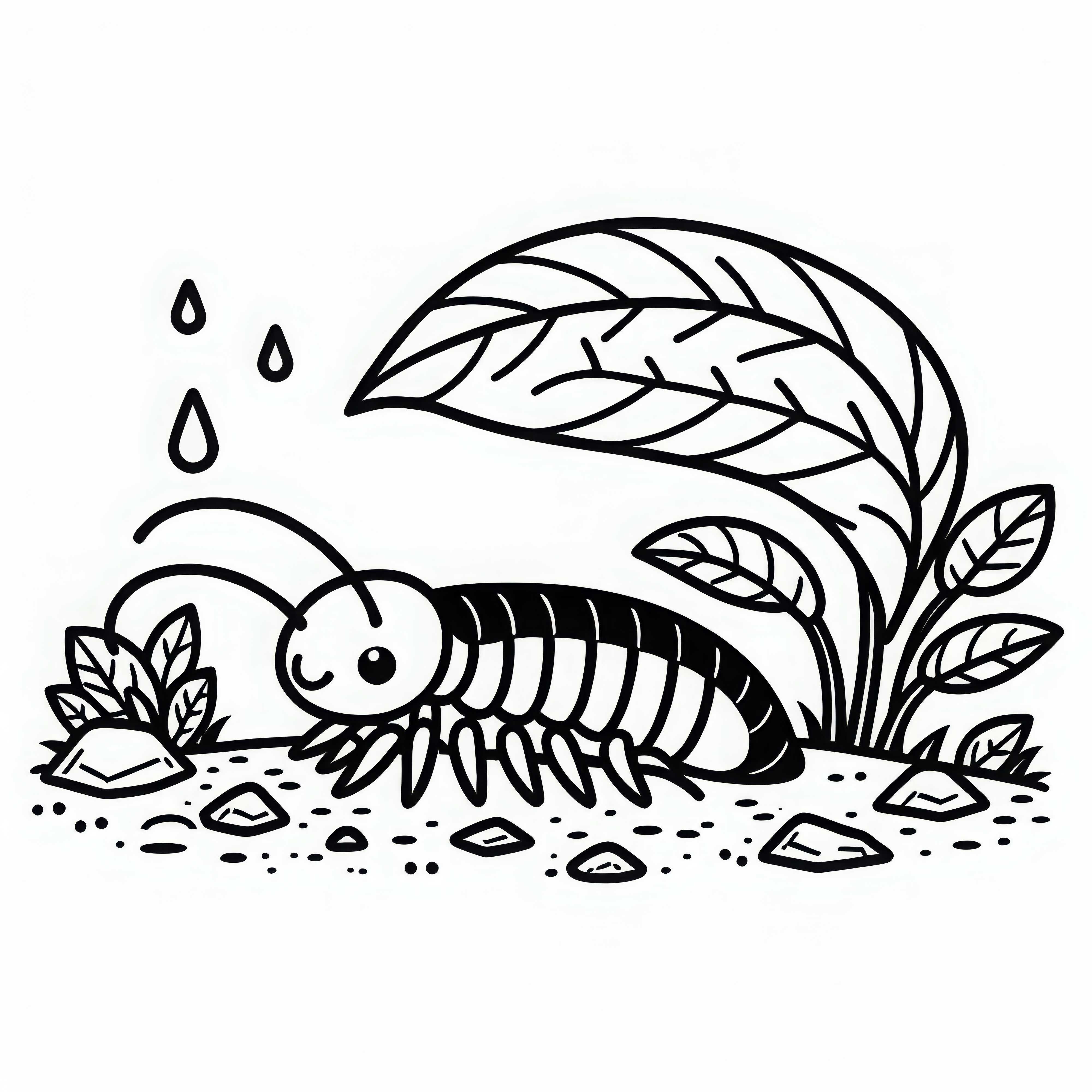 A catchy tune crawls under a leaf - Coloring page for download A catchy tune crawls under a leaf - Coloring page for download