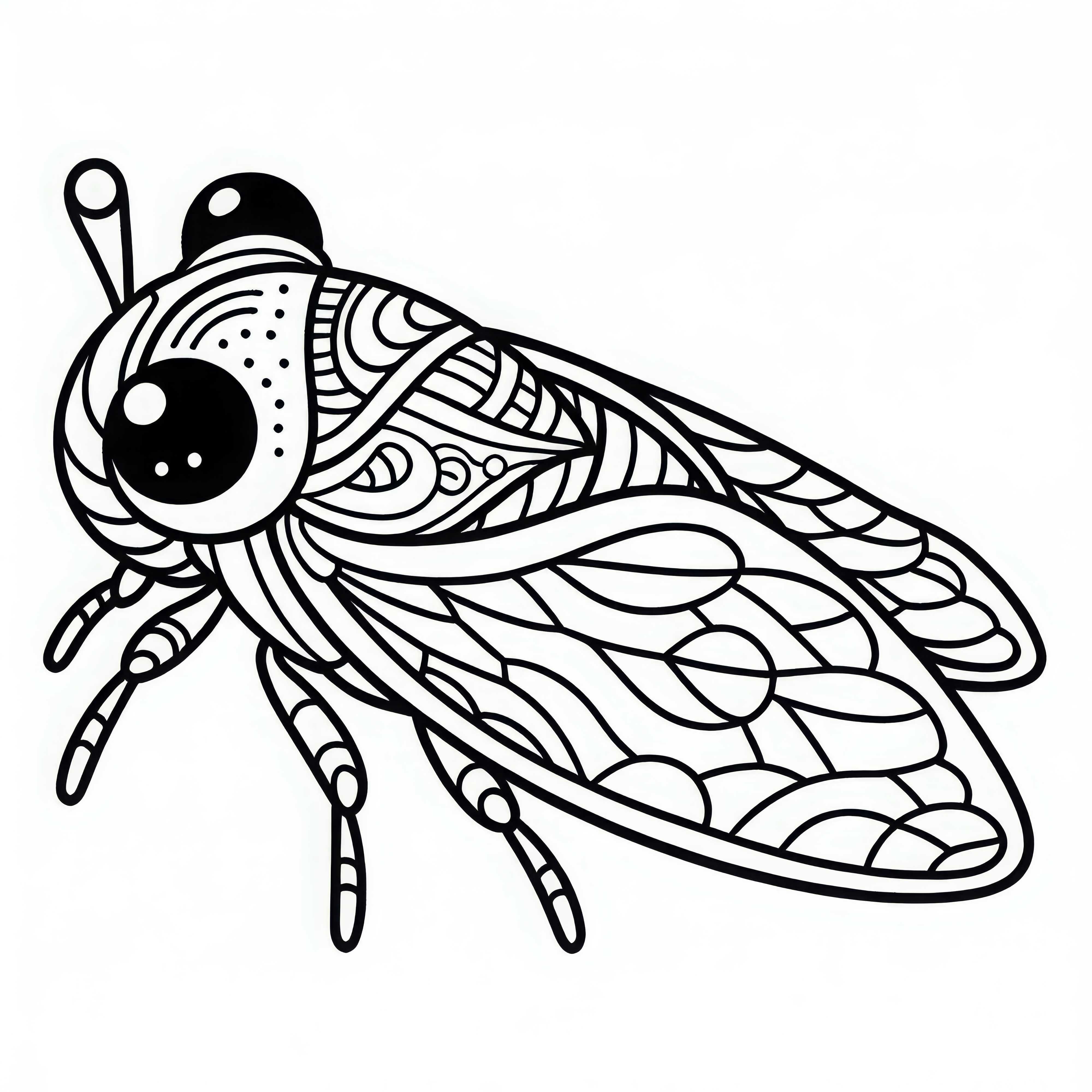 Imagine de colorat cu cicade, simplă și gratuită