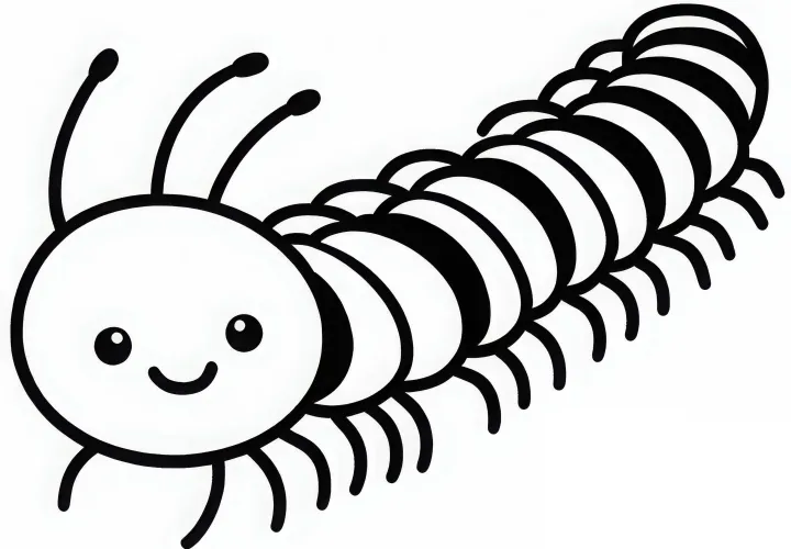 Simple Free Coloring Page of a Millipede
