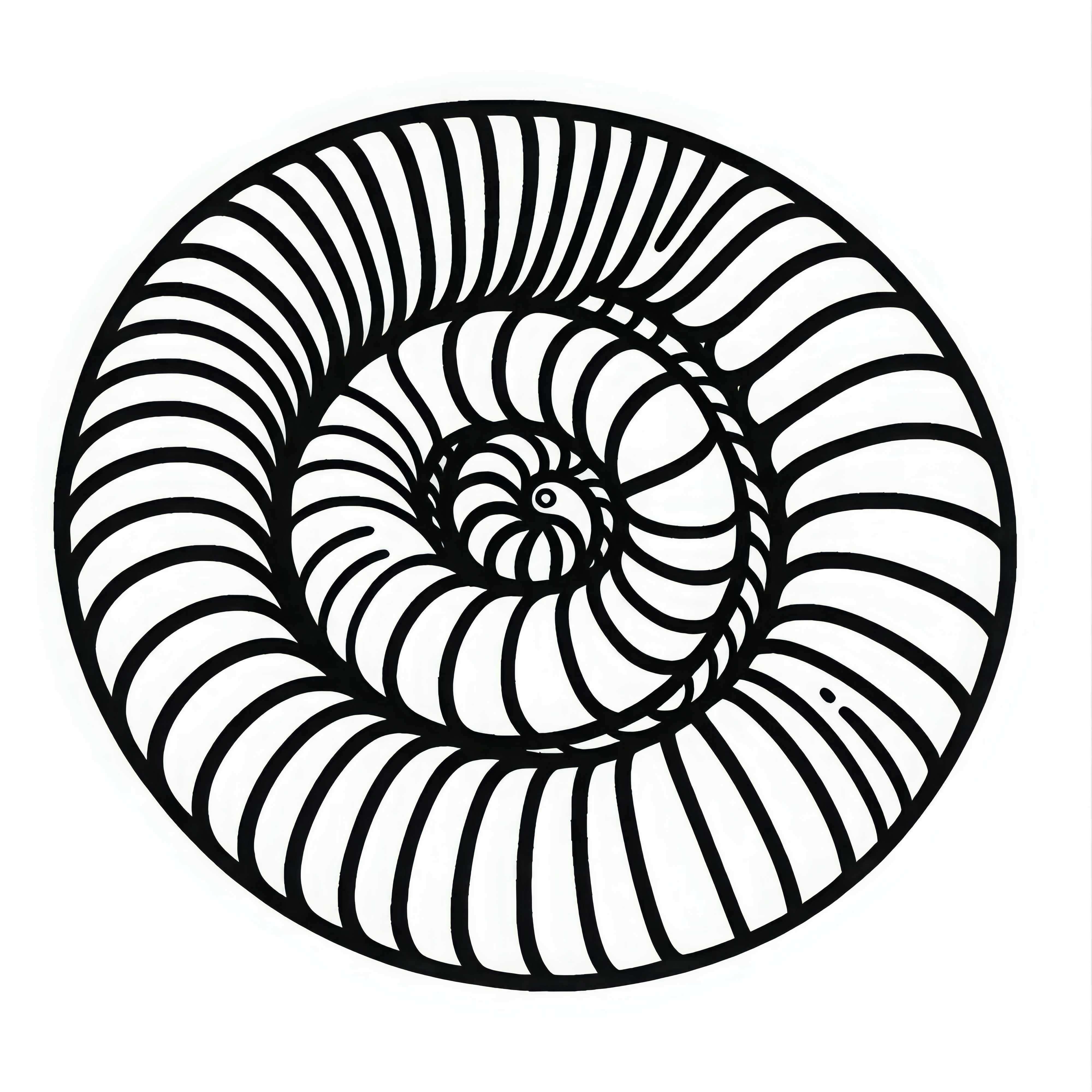 Millipede rolls up into a spiral - Free coloring page