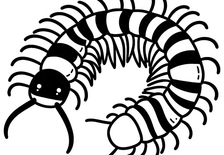 Simple coloring template for centipedes – Free PDF