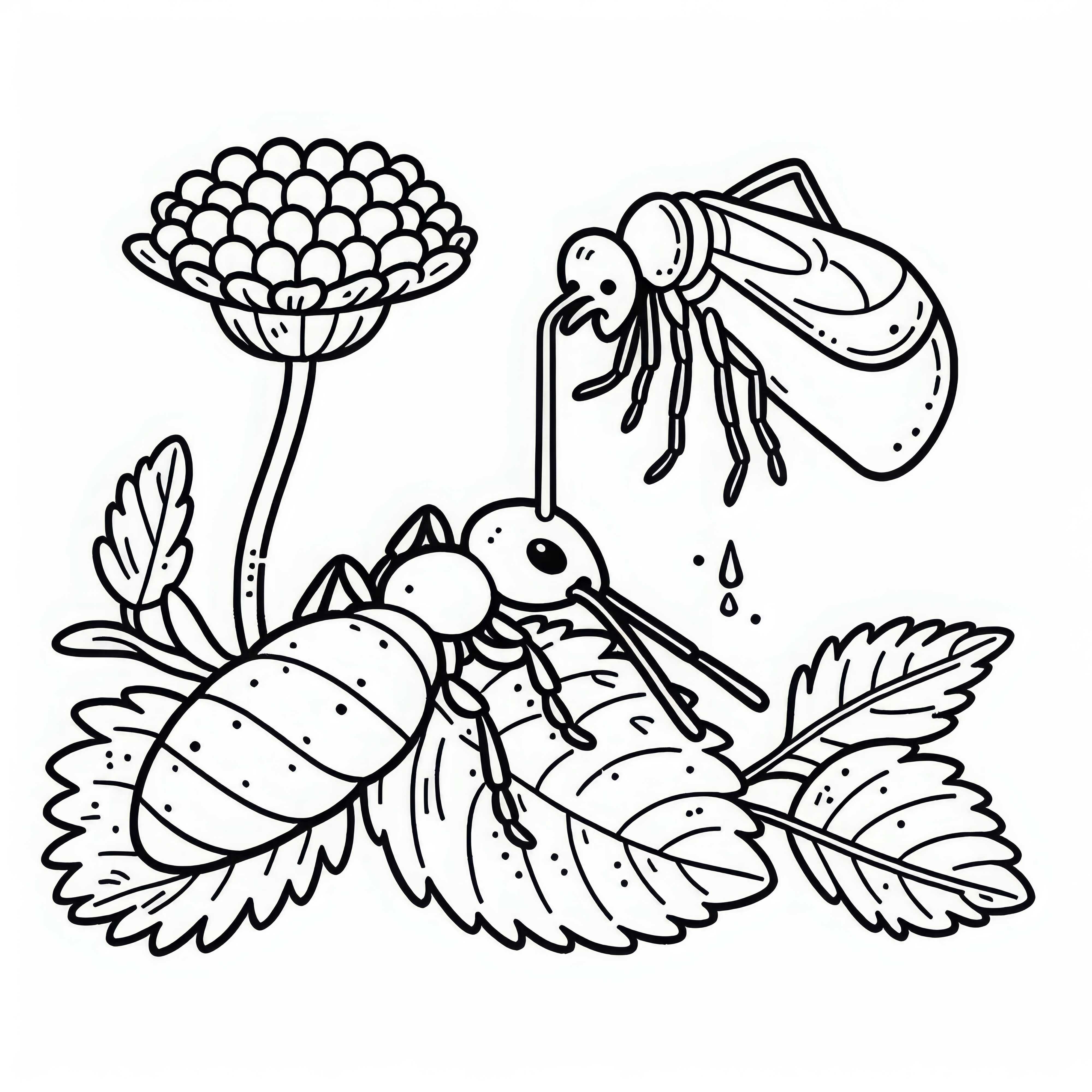 Immagine da colorare di afide e formica - Scarica gratuitamente