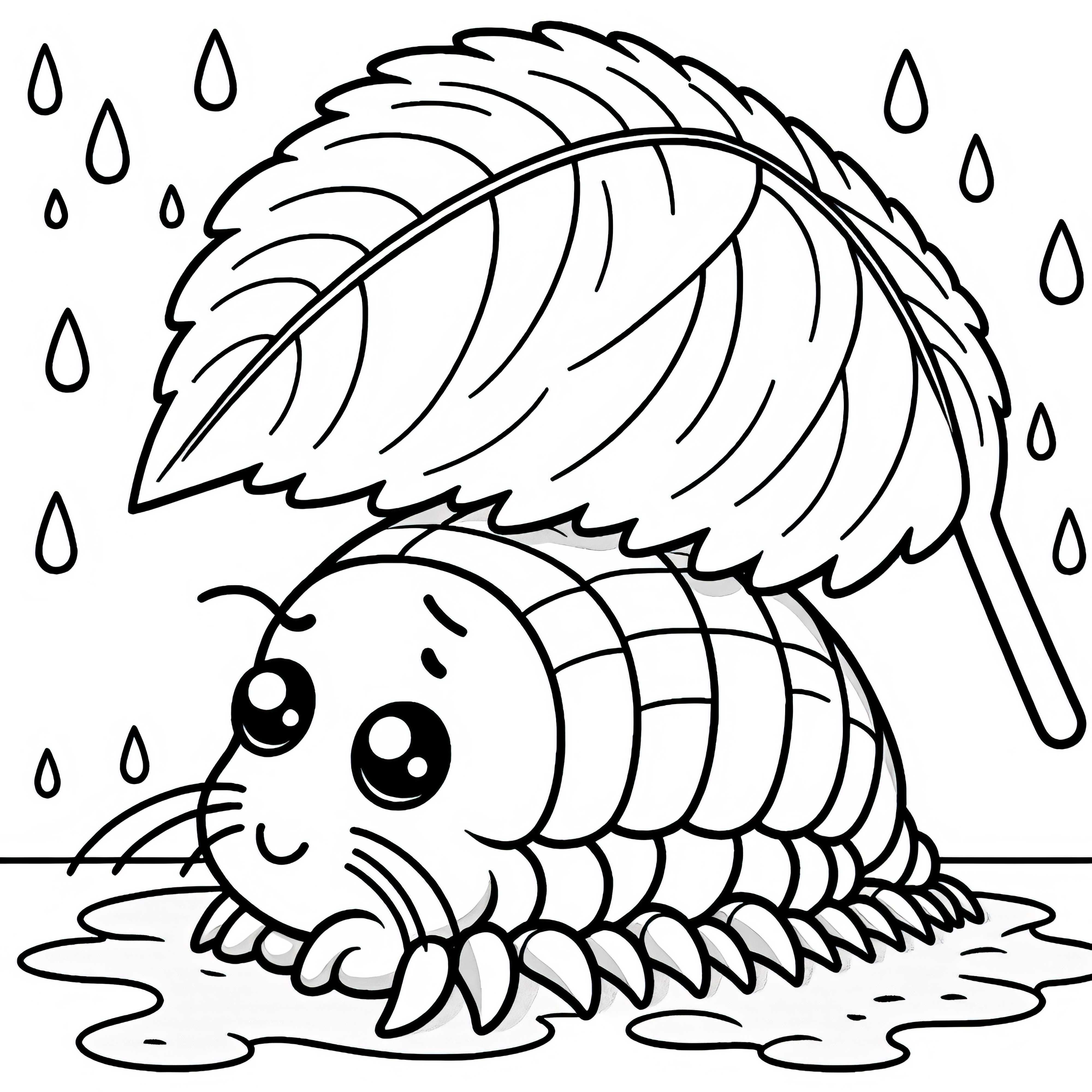 L'insetto afido si nasconde sotto la foglia dalla pioggia - Disegno da colorare semplice e gratuito L'afide si nasconde sotto la foglia per ripararsi dalla pioggia – Disegno da colorare semplice e gratuito