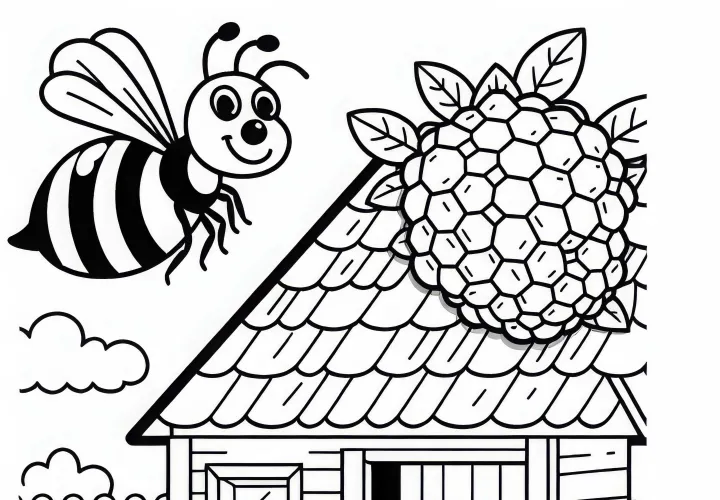 Wasp protects its nest: Coloring page to download (Free)