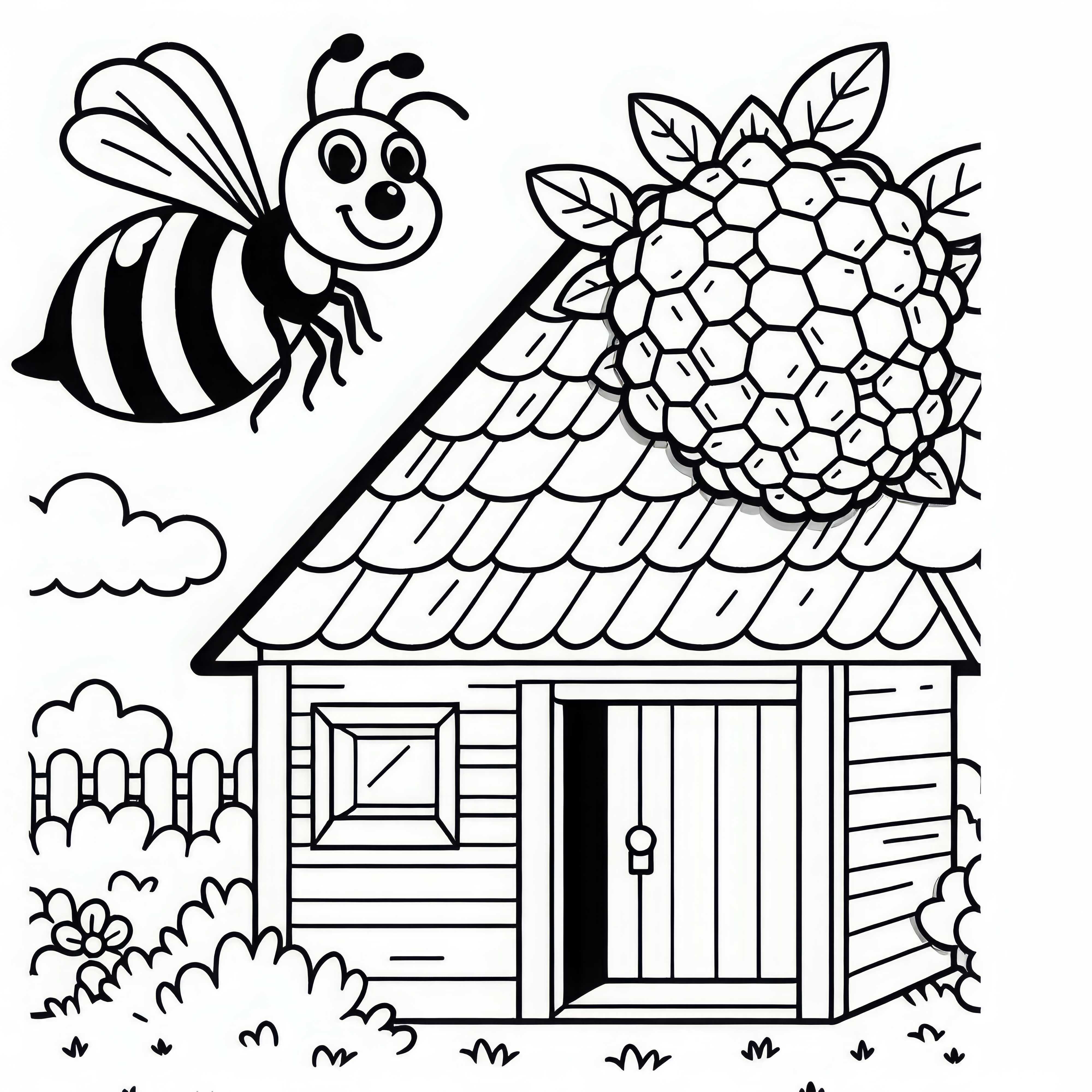 Wasp protects its nest: Coloring page to download (Free) Wasp protects her nest: Coloring page to download (Free)