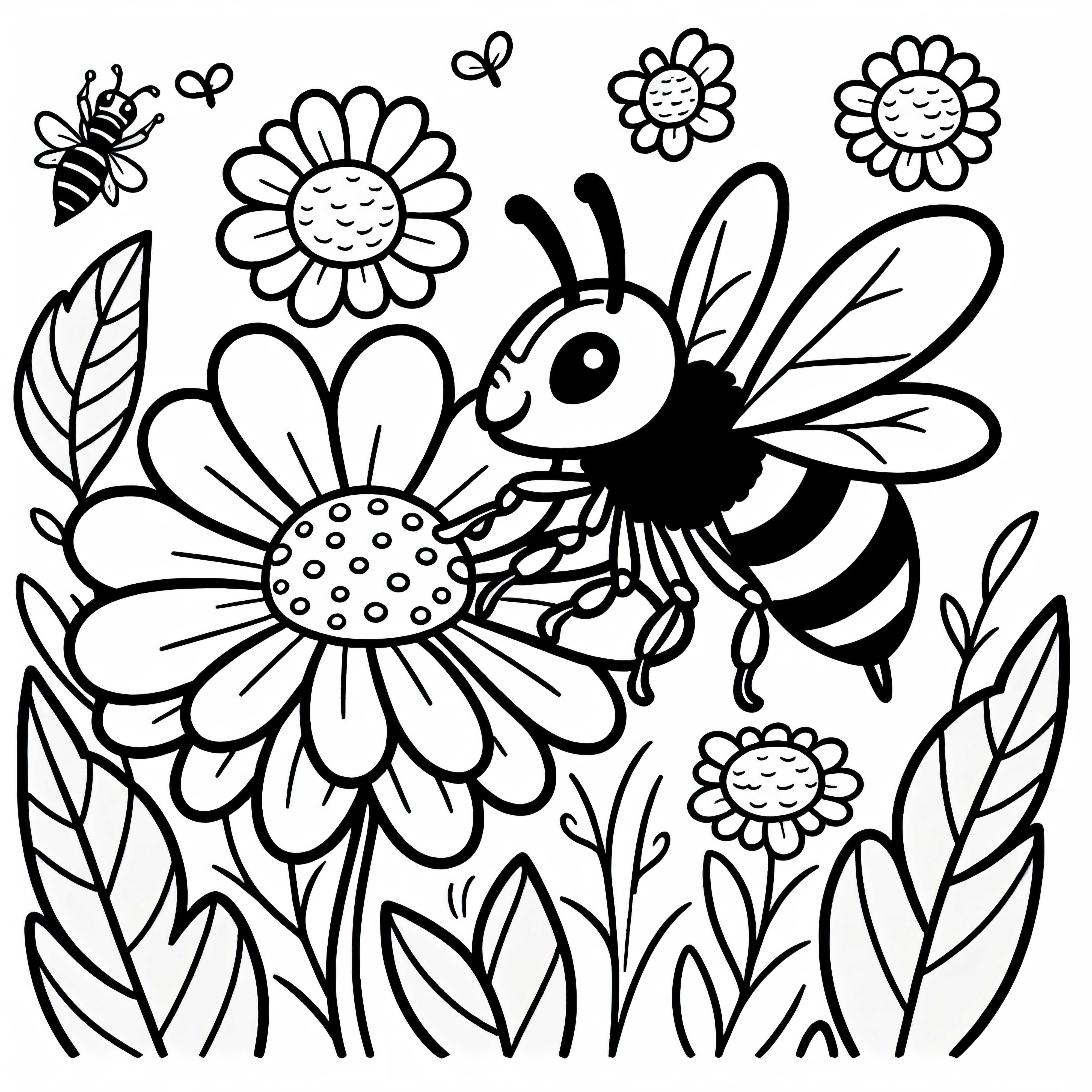 Wasp sitting on flower and collecting nectar: Coloring page for download (Free) Wasp sitting on a flower and collecting nectar: Coloring template for download (Free)