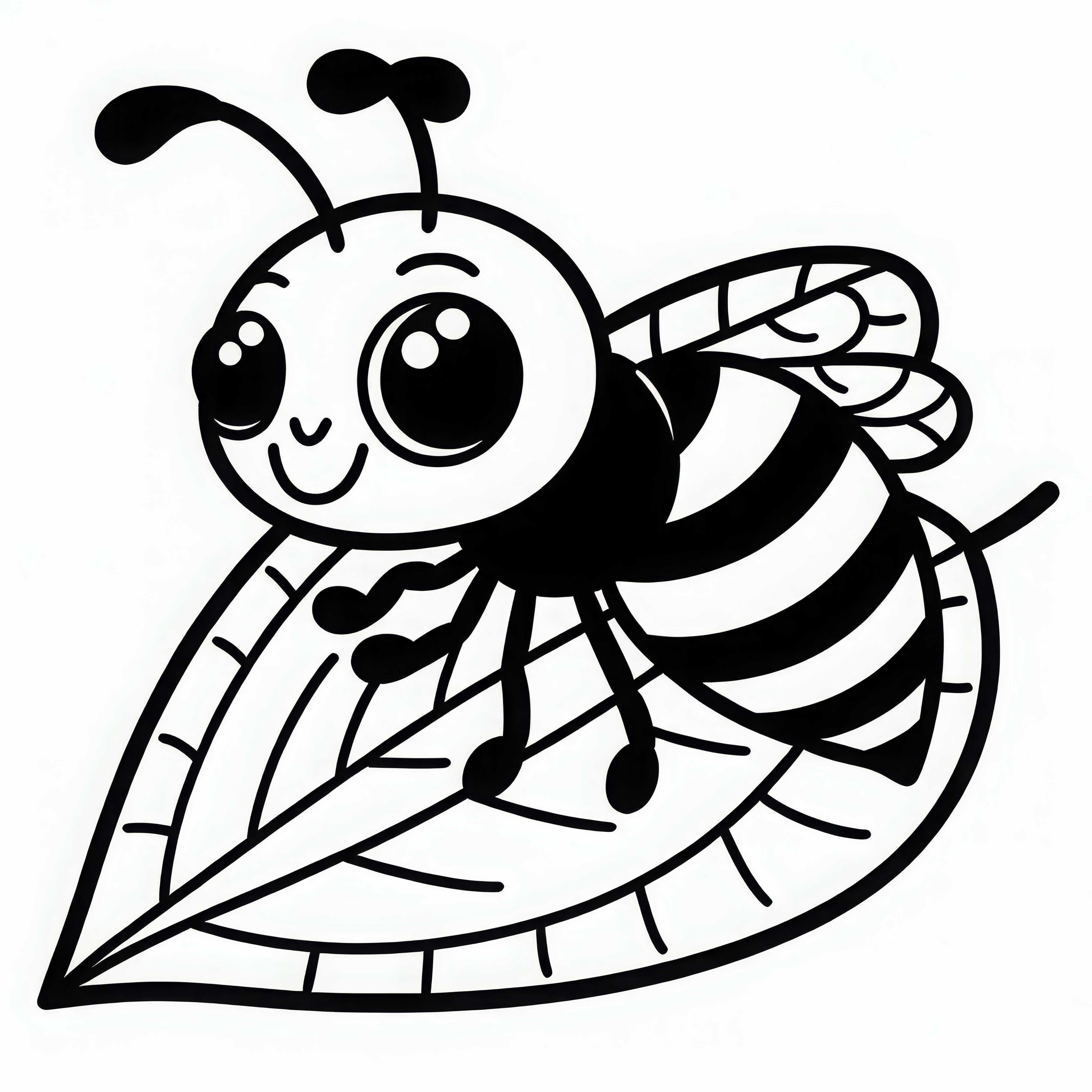 Wasp sitting on a leaf: Coloring template for download (Free) Wasp sitting on a leaf: Coloring page for download (Free)