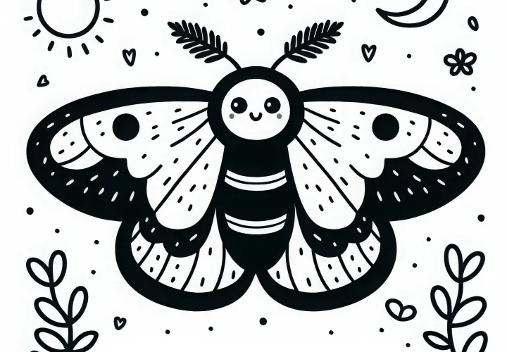 Мотылёк раскраска простая бесплатная