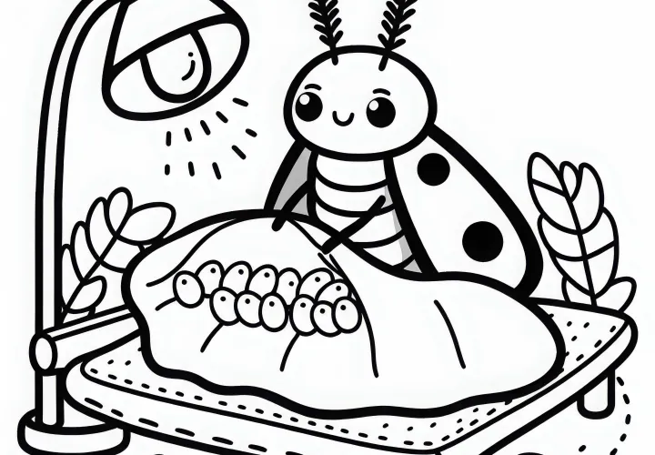 Мотылёк откладывает яйца на кусок ткани – бесплатный раскрас