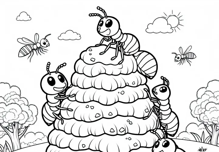 As térmitas constroem impressionantes montes de terra - Desenho para colorir gratuito
