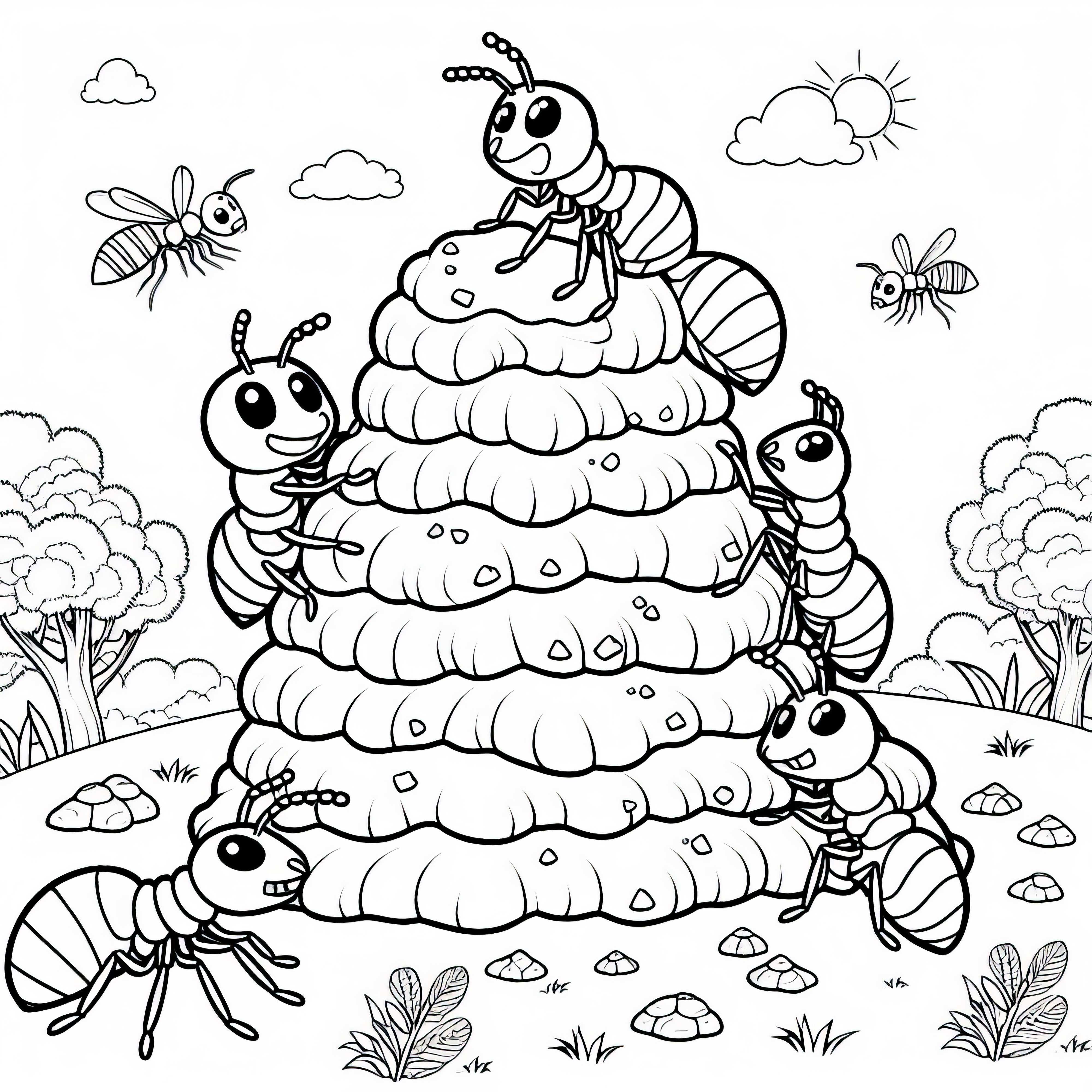 Termites build impressive mounds – Free coloring page Termites build impressive earth mounds - free coloring page