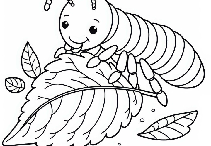 Termites carry leaf pieces - Coloring page for download
